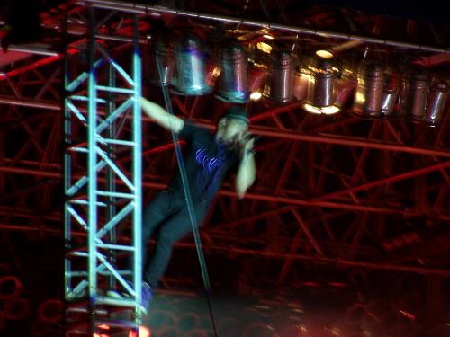 Tobymac, he climped up the stage poles to the top corner, it was awesome