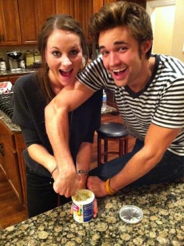 Baking a cake together for Kelsey's little brother, Austin