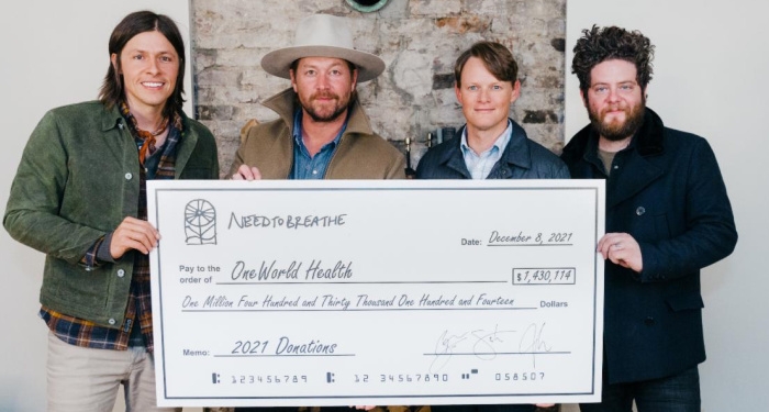 NEEDTOBREATHE Closes Out 2021 with Contributions to OneWorld Health and For Others